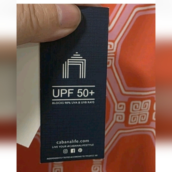 NWT Cabana Life Dress Sz L  Coral Geo Coverlex Smocked Off The Shoulder UPF 50+ - Picture 7 of 15